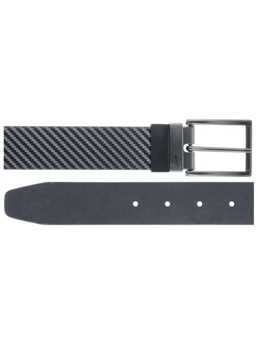 NIKE Golf Belt, Black, Carbon Fiber Textured, Genuine Leather. Size 32.   Chevro
